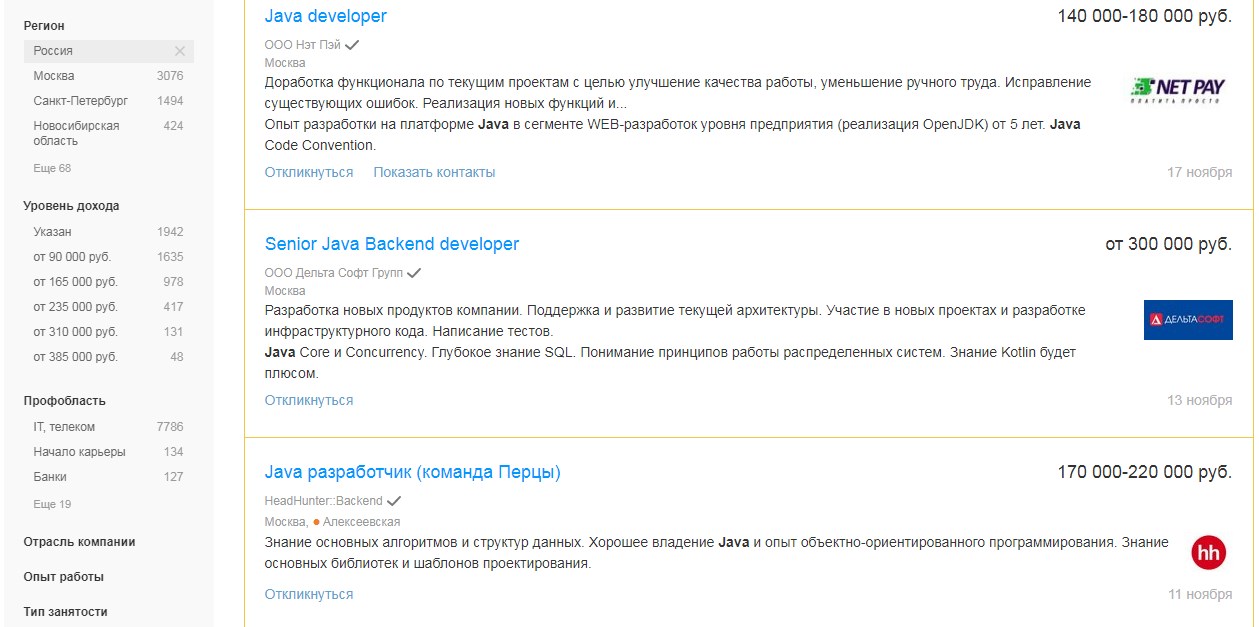 Java-разработчик, developer, программист - вакансии и зарплата